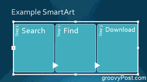 „smartart“ intelektualių spalvų „GIF“ pavyzdys kuria „powerpoint 2013“