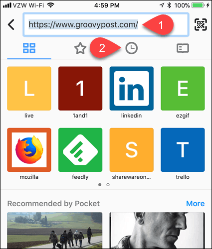 Bakstelėkite laikrodžio piktogramą „Firefox“