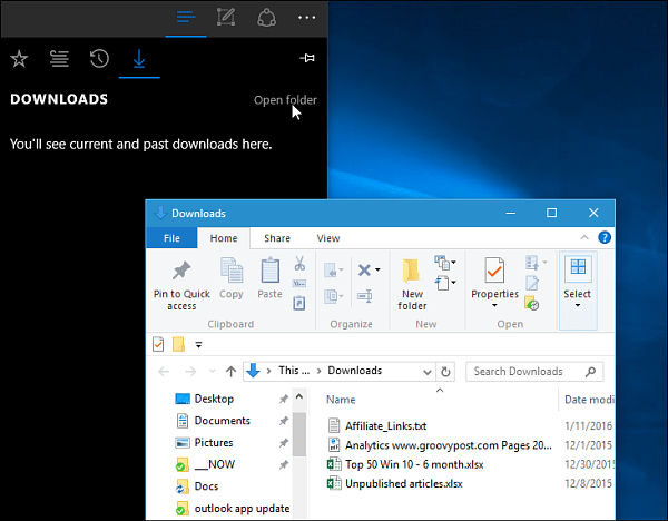 „Microsoft Edge Downloads“ aplankas