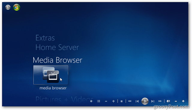Žiūrėkite vaizdo įrašų transliacijas „Windows 7 Media Center“