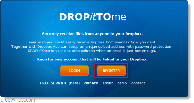 sukurkite „dropittome dropbox“ įkėlimo paskyrą