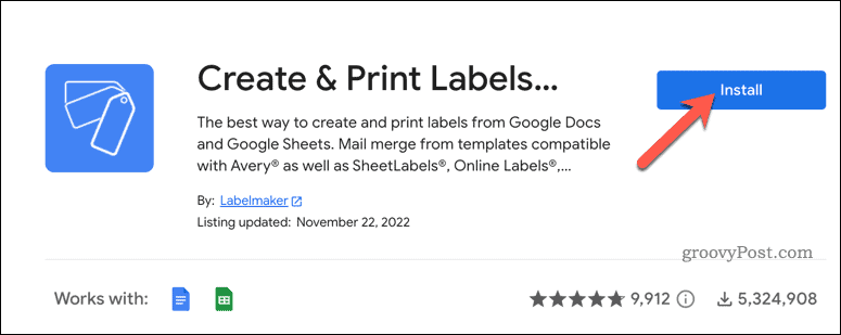 Įdiekite etiketės priedą „Google“ dokumentuose