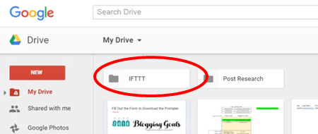 „Google“ diskas atidarykite „ifttt“ aplanką