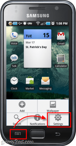 Telefono išorinio ekrano meniu mygtuko nustatymai „Samsung Galaxy“