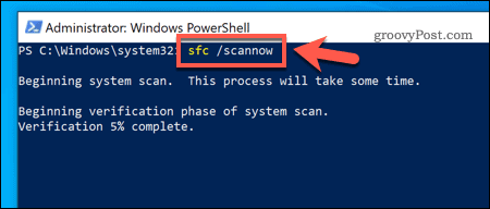 SFC įrankio naudojimas sistemoje „Windows 10“