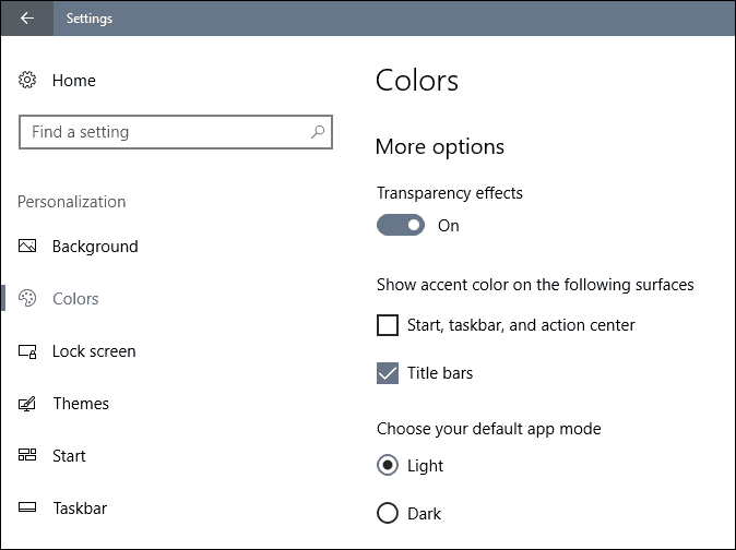 pasirinktiniai „Windows 10“ kūrėjai atnaujina spalvas