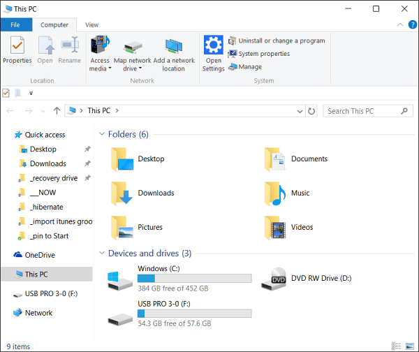 Padarykite „Windows 10 File Explorer“ atidarytą šiame kompiuteryje, o ne greitojoje prieigoje
