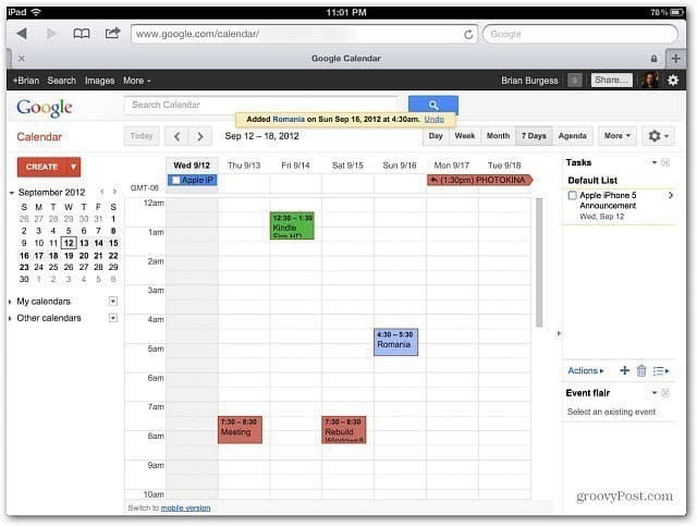 „Google“ kalendoriaus „iPad“