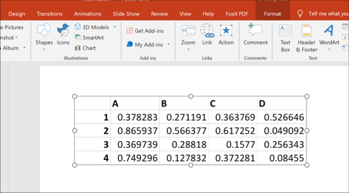 „Excel“ duomenys kaip „PowerPoint“ objektas