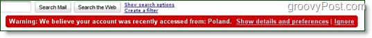 „Gmail“ paskyra neseniai pasiekė keistą vietos pranešimą
