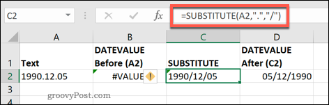 „PUBSTITUTE“ funkcija programoje „Excel“