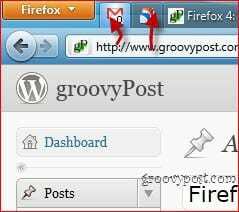 „Firefox“ 4 prisegti programos skirtukai