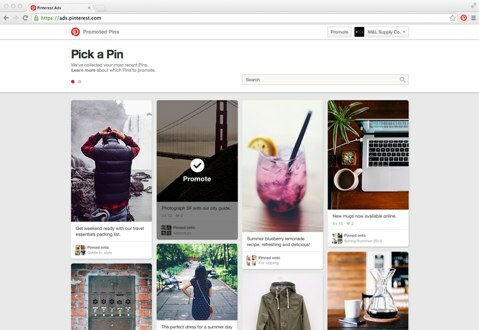 „Pinterest“ leidžia pasirinkti reklamuojamų smeigtukų kampanijų vaizdą ir raktinius žodžius. 