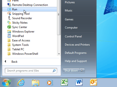„Windows 7“ pradžios meniu