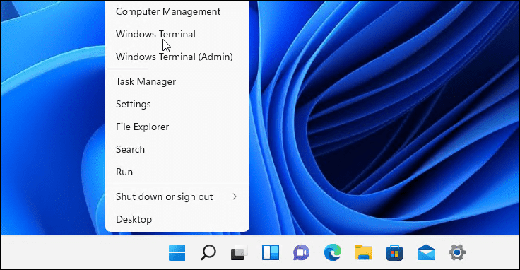 atidarykite „Windows“ terminalo meniu