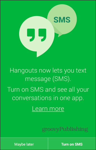 Įjungti „Hangout“ SMS