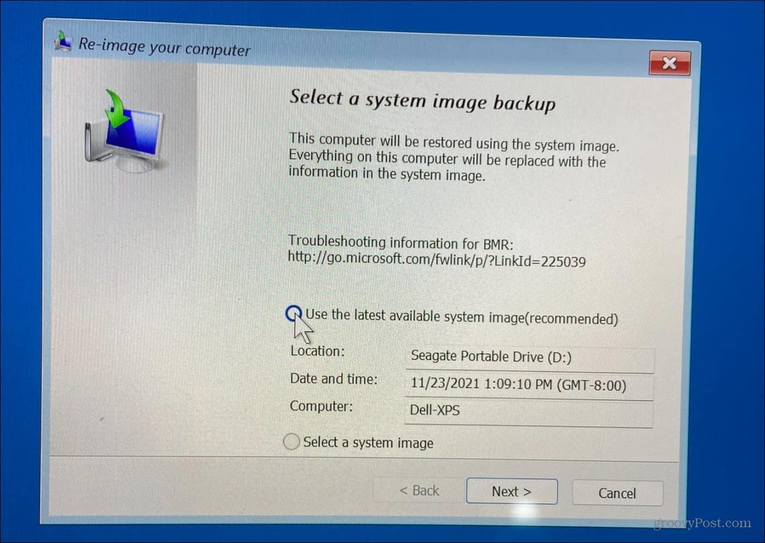Kaip atkurti „Windows 11“ naudojant sistemos vaizdo atsarginę kopiją