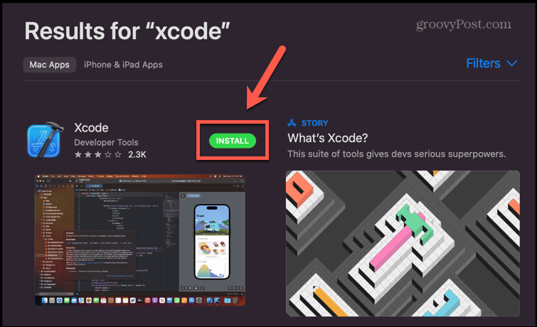 programėlių parduotuvė įdiegti xcode