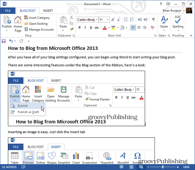 Kaip sukurti ir paskelbti tinklaraščio įrašus iš „Word 2013“ ar „2016“