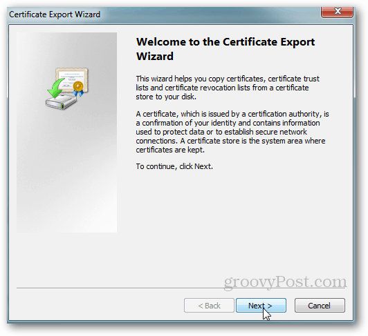 „Windows“ sertifikatų eksportas
