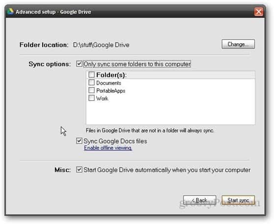 „Google“ disko pasirinktinis sinchronizavimas