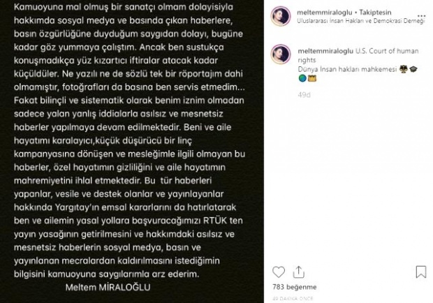 Aktorė Meltem Miraloğlu išsiskyrė su savo žmona iš JAV