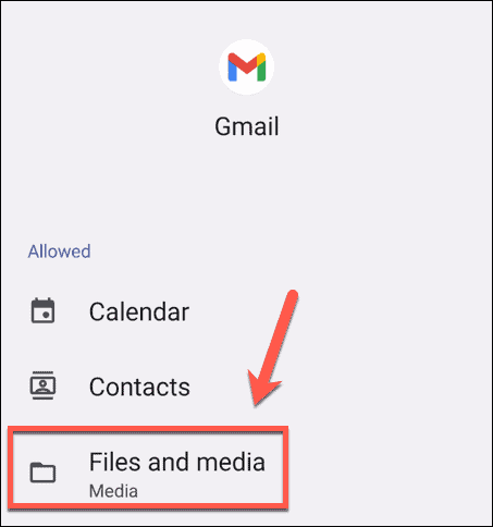 Android gmail failai ir medijos nustatymai