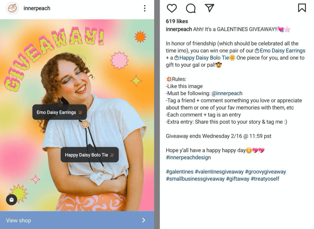„Instagram“ įrašo dalijimosi dovana vaizdas