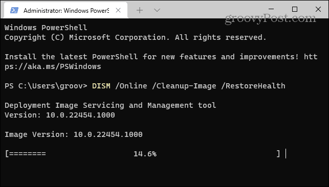 DISM nuskaitymas „Windows 11“.
