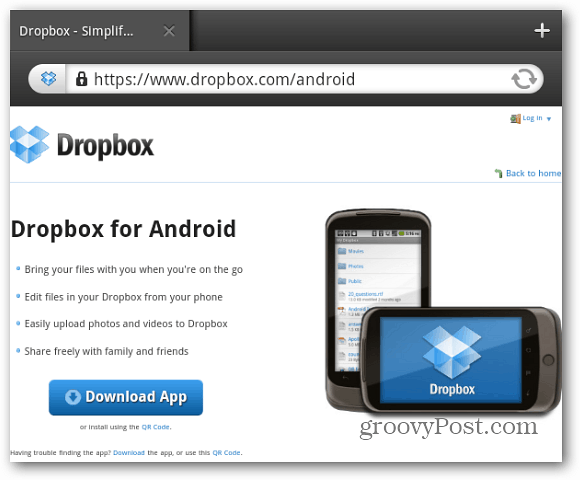 „Dropbox“, skirta „Android“