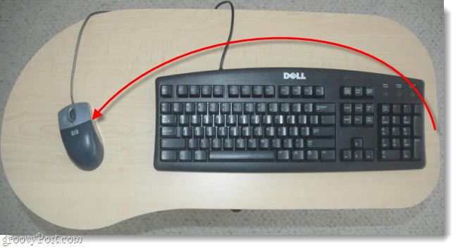 nustatykite pelę kairėje klaviatūros pusėje