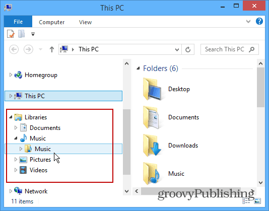 „Windows 8.1“ patarimas: Grąžinkite bibliotekas į „File Explorer“