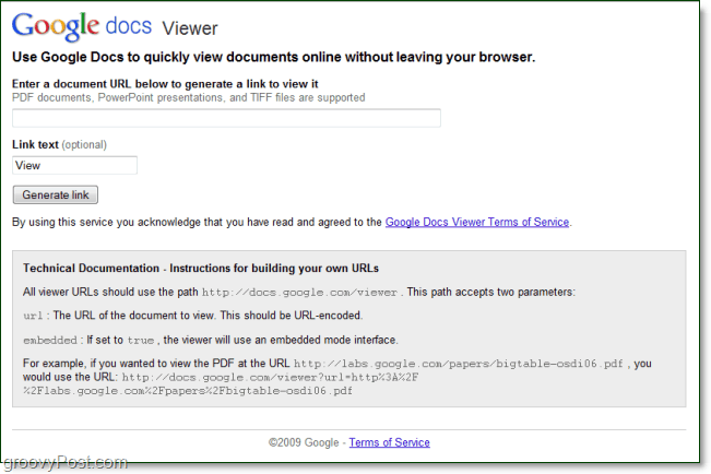 Norėdami atidaryti ir peržiūrėti daugumą dokumentų internete, naudokite „Google Docs Viewer“