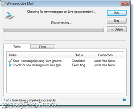 „Windows Live“ pašto sinchronizavimo testas