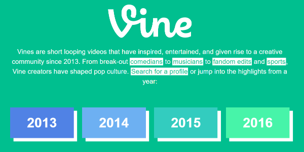 „Twitter“ ramiai išleido Vynuogių archyvą nuo 2013 iki 2016 metų Vine svetainėje.