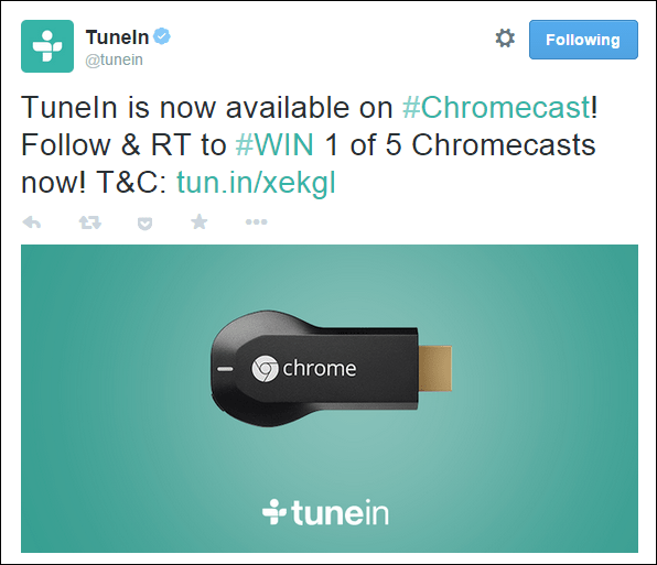 „TuneIn Twitter“ „Chromecast Promo“