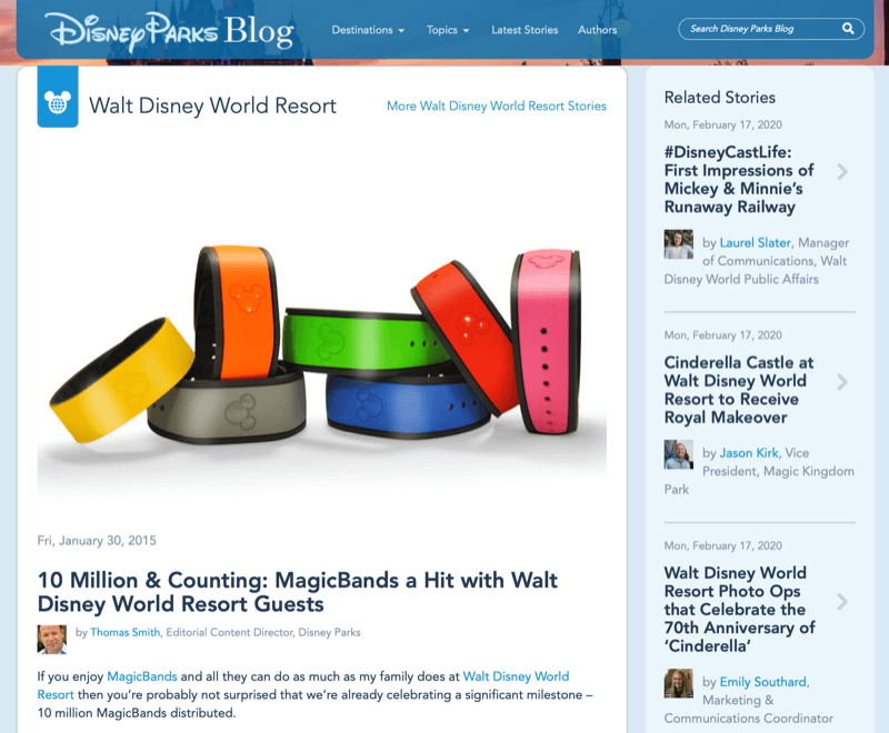 „Disney MagicBand“ straipsnis iš „Disney“ tinklaraščio