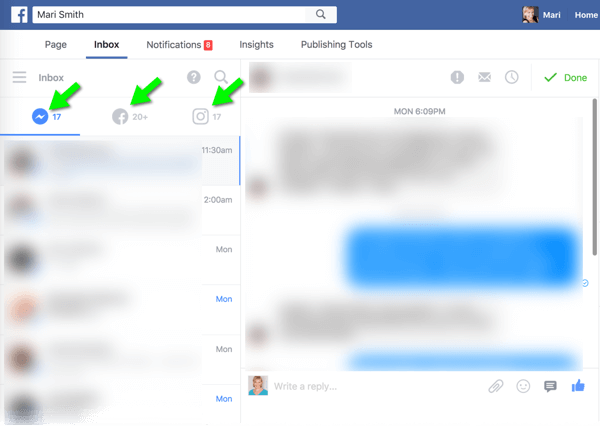 Naujasis „Messenger“, „Facebook“ ir „Instagram“ vieningas pašto dėžutė palengvina auditorijos pranešimų valdymą.