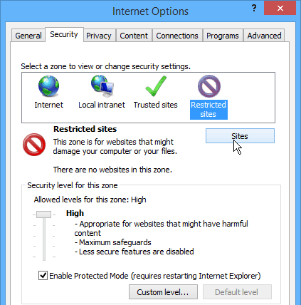 „Internet Explorer“ apribotos svetainės