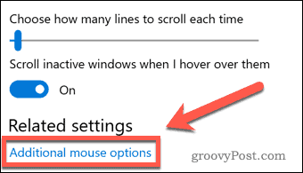 „Windows“ papildomų pelės parinkčių nuoroda