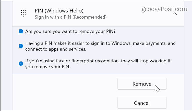 PIN kodas, skirtas prisijungti prie „Windows 11“.