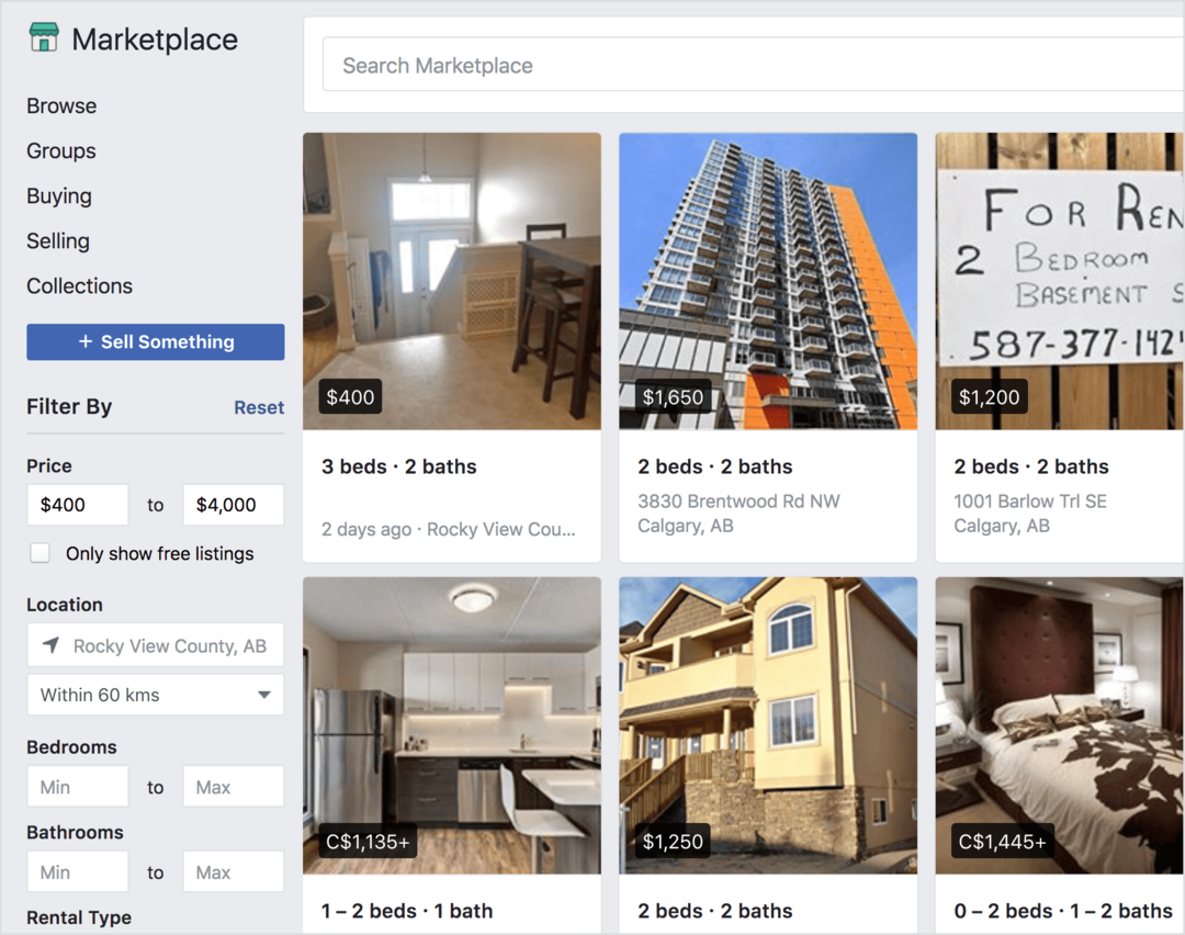 „Facebook Marketplace“ siūlo parduoti nuomojamas patalpas.