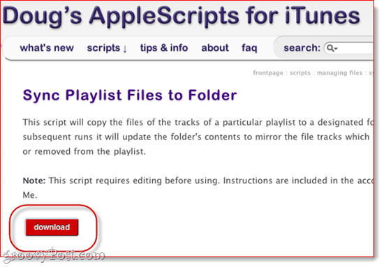 „SugarSync AppleScript“, skirta „iTunes“