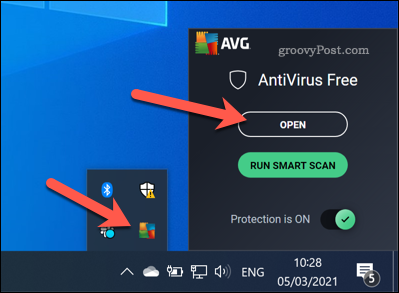 AVG sąsajos atidarymas sistemoje „Windows“