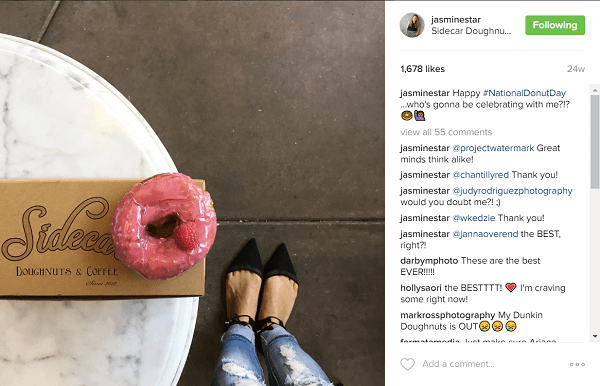 Jasmine Star atrado savo gerbėjų meilę, kai „Instagram“ paskelbia spurgas.