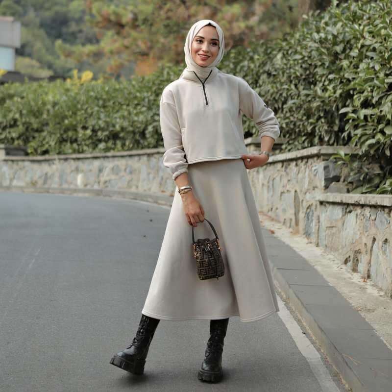 Gražiausi nardymo sijonų modeliai su hidžabo drabužiais 2021 m