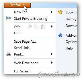 „Firefox“ rodyklės atidarymo parinktys