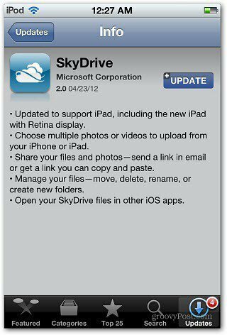 „SkyDrive iOS“ atnaujinimas