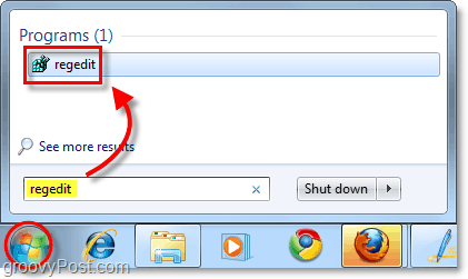 atidaryti regedit Windows 7