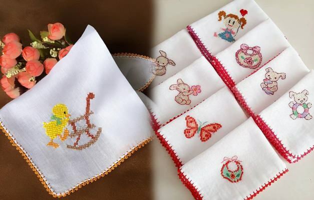 Pats praktiškiausias nosinės kraštų gaminimas! Kaip pasidaryti servetėles kūdikiams? Kūdikių rankšluosčių adatos nėriniai